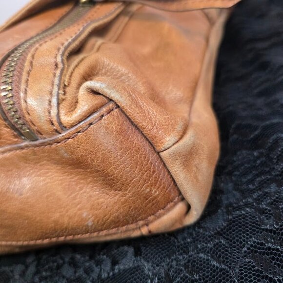 Vintage Fossil Brown Distressed Leather Crossbody Messenger Bag Purse - Picture 14 of 16